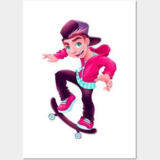 Happy skater boy Posters and Art